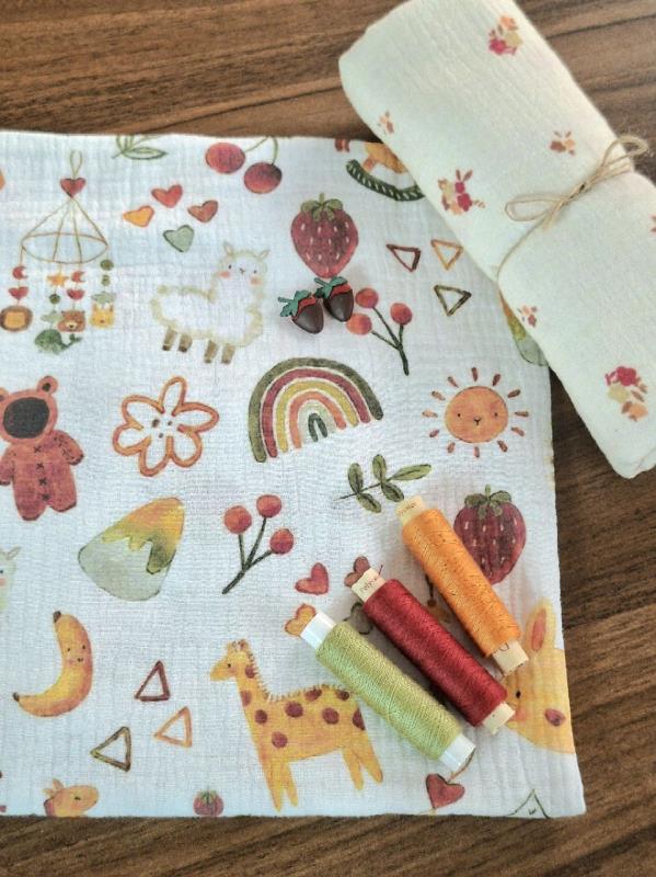 موسلین طرح رنگین کمان و زرافه