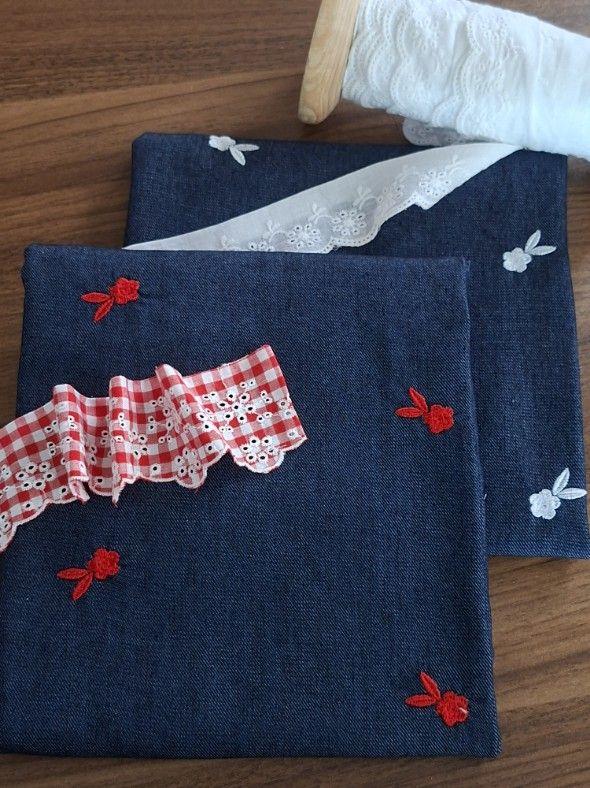 جین گلدوزی ۴۰۰ گرم گل سفید