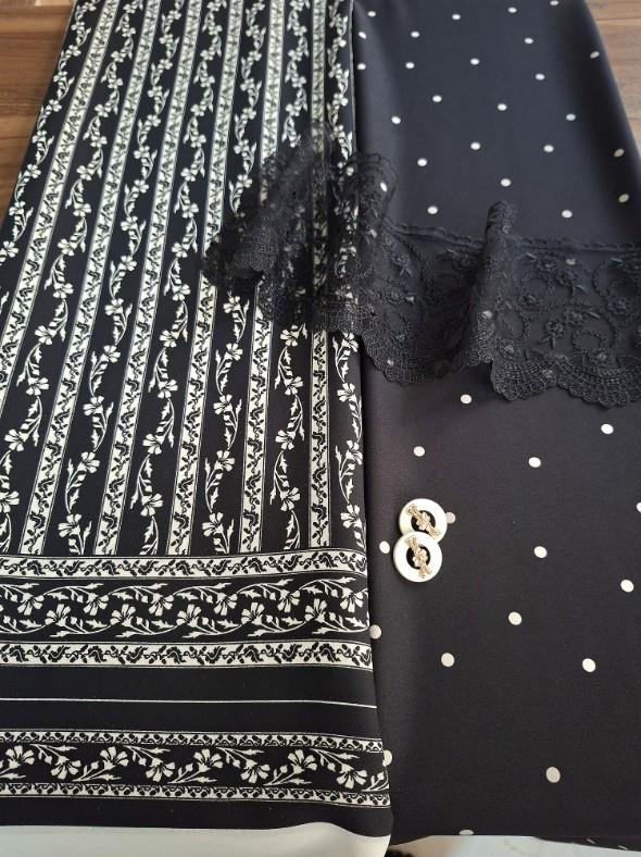 کرپ حریر مشکی راه دار